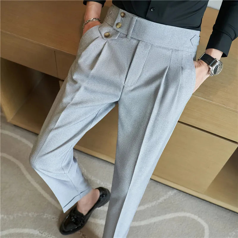 Men's Slim-Fit Dress Trousers – Formal Business Pants