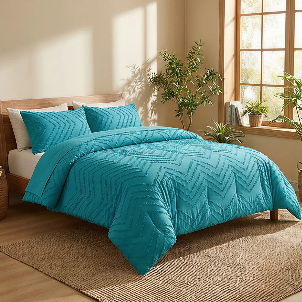 Tufted Comforter Bedding Set – 5 or 7 Piece, Solid Color