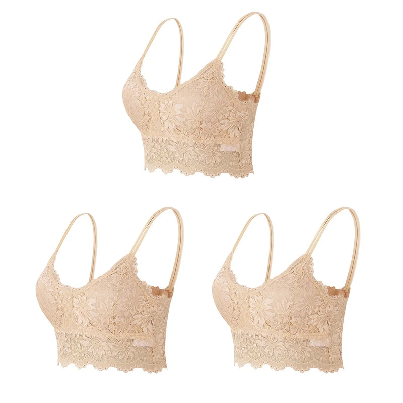Women's Lace Bralette – 3-Pack Wireless Seamless