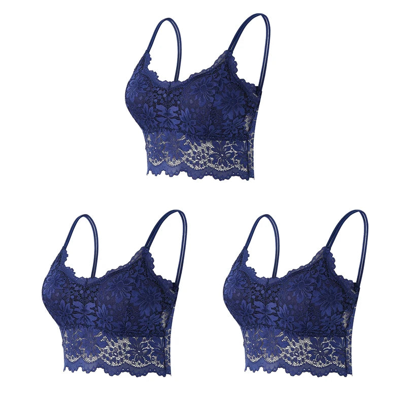 Women's Lace Bralette – 3-Pack Wireless Seamless