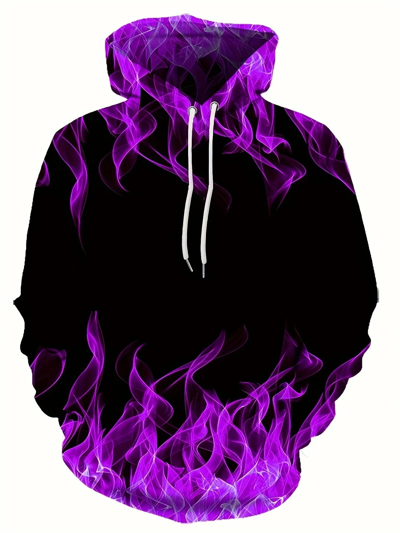 Men's Flame Print Hoodie – Oversized Streetwear Pullover