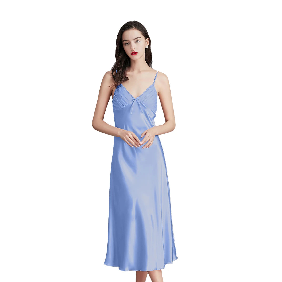 Women's Satin Nightgown – Sleeveless Silky Slip Dress