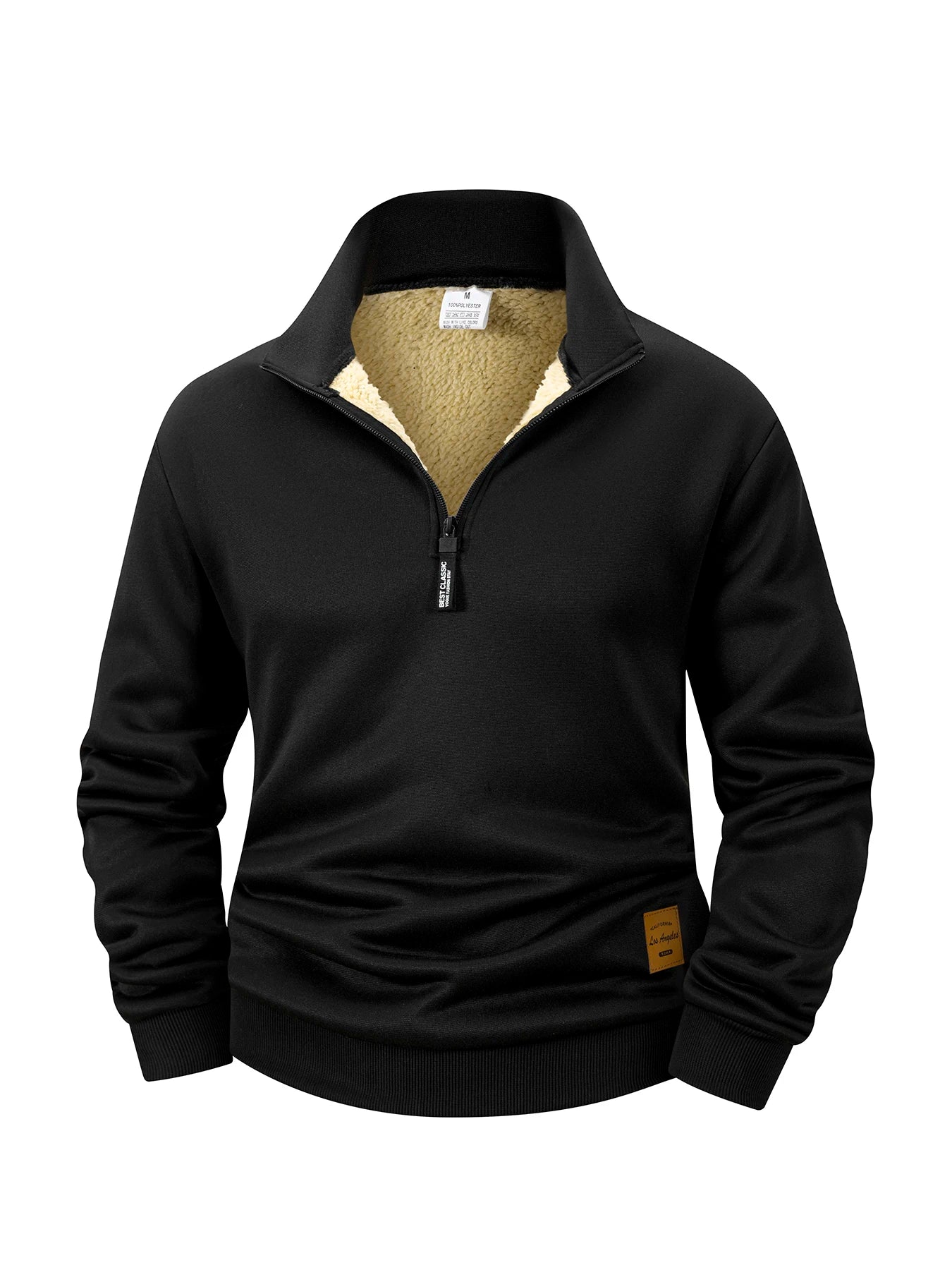 Men's Stand-Collar Zip Hoodie – Fleece-Lined Mock-Neck Pullover