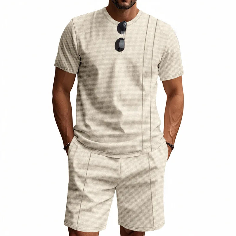 Waffle Henley & Shorts Set