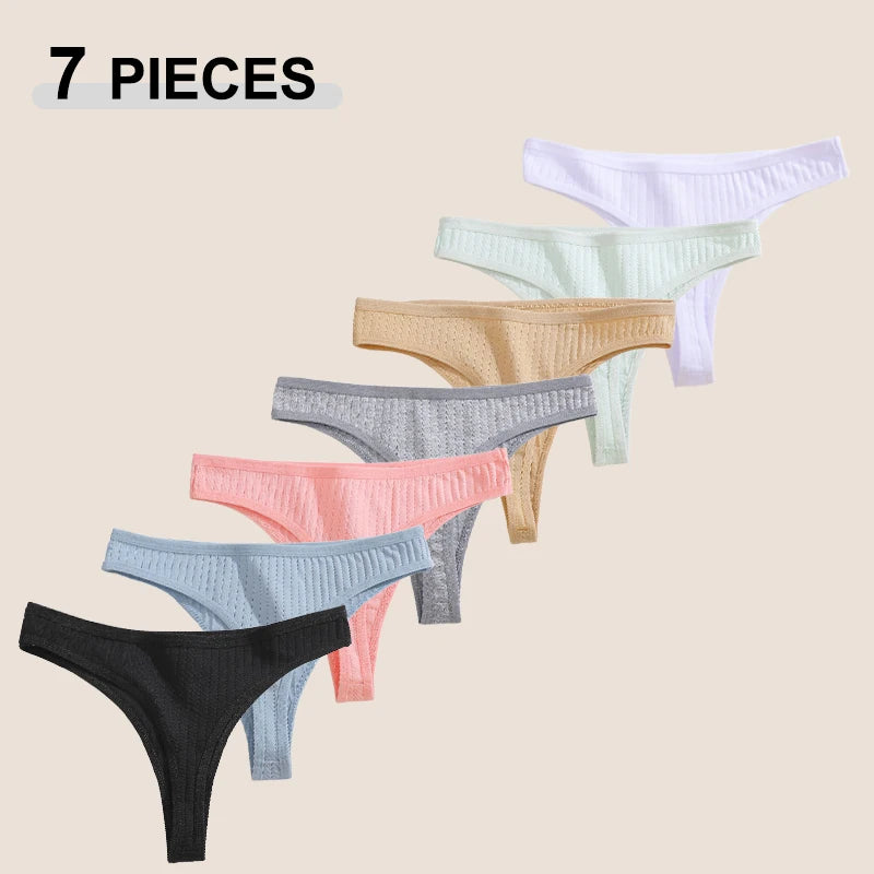 Women's Seamless Cotton Thongs – 7-Pack Breathable
