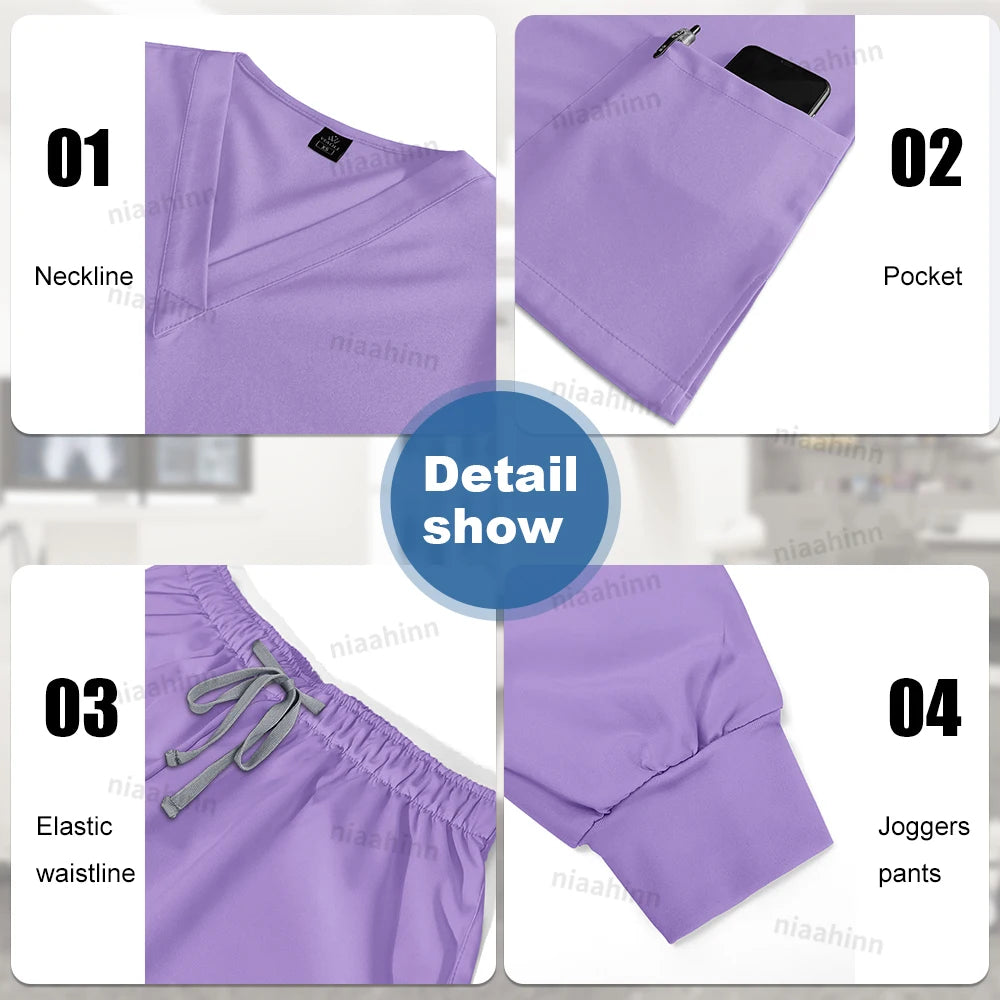 Unisex Scrubs Set – Solid Color Nursing Uniform