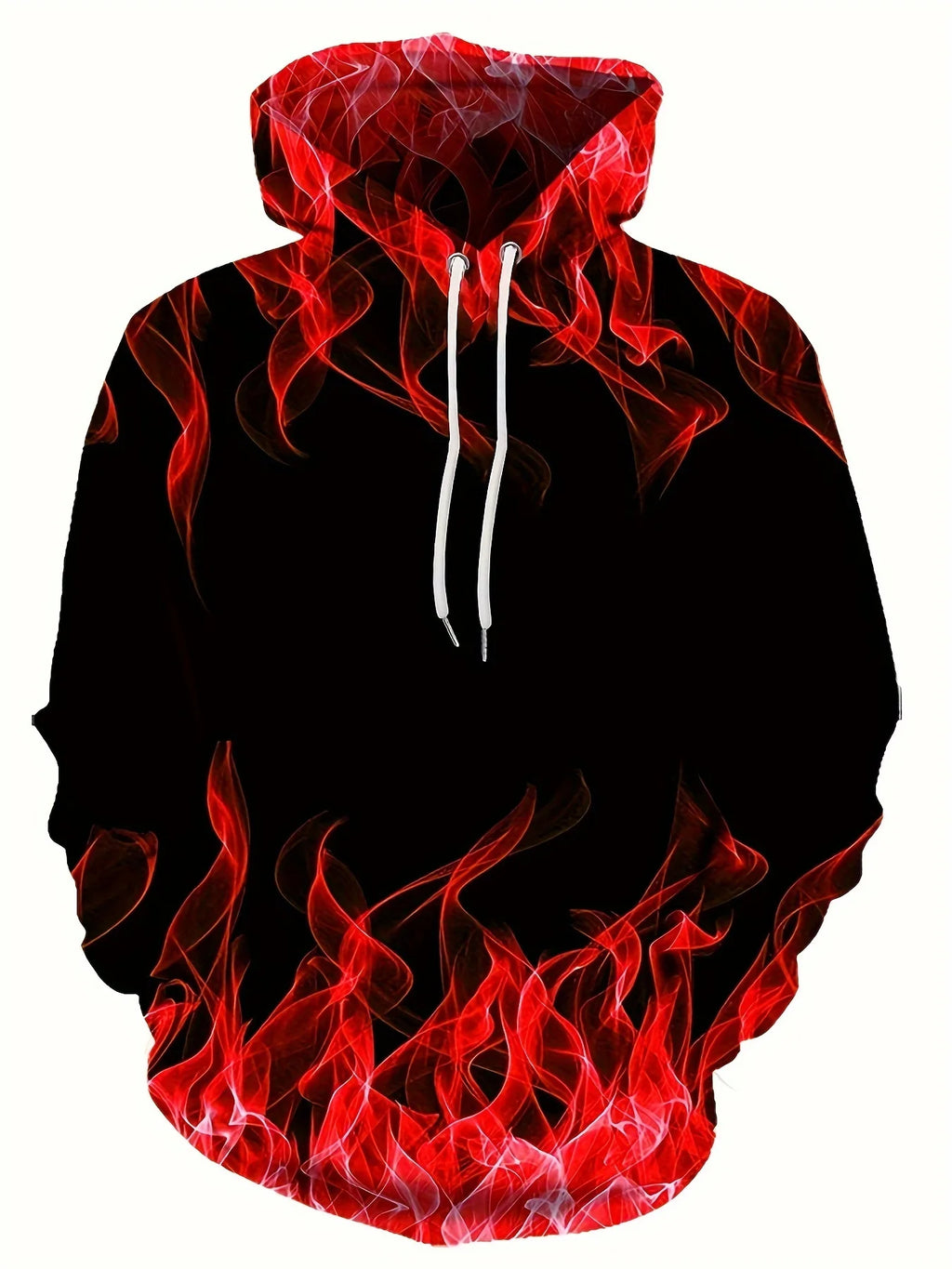 Men's Flame Print Hoodie – Oversized Streetwear Pullover