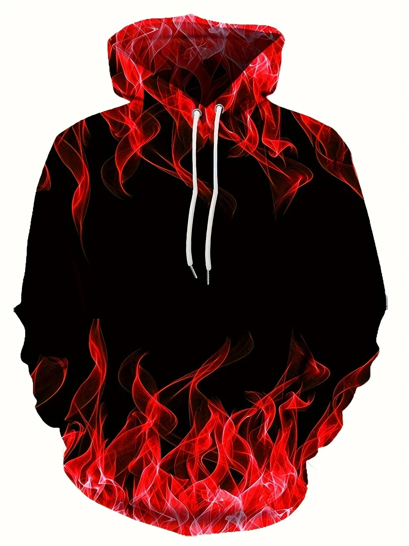 Men's Flame Print Hoodie – Oversized Streetwear Pullover