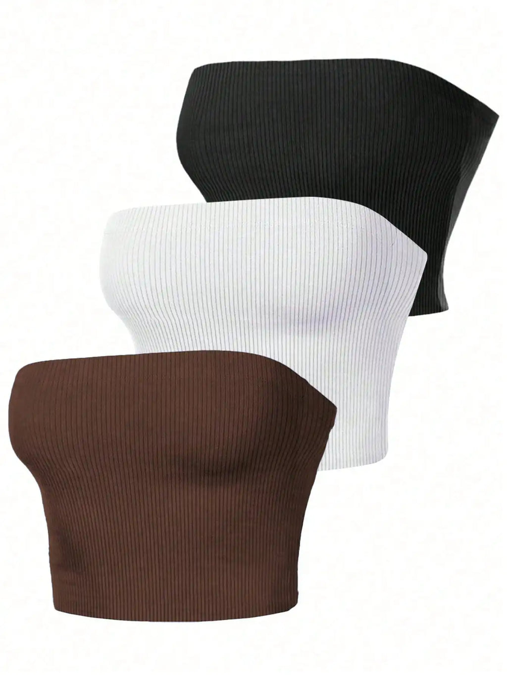 Ribbed Bandeau Tube Top 3-Pack