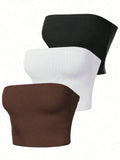 Ribbed Bandeau Tube Top 3-Pack