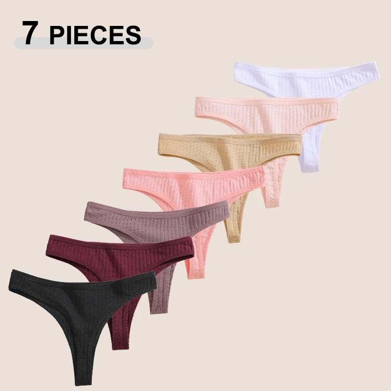Women's Seamless Cotton Thongs – 7-Pack Breathable