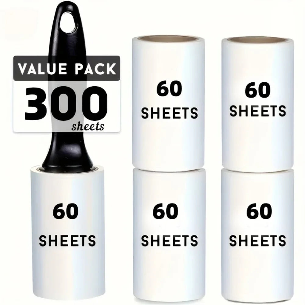 Sticky Lint Roller with Refills (300 Sheets)