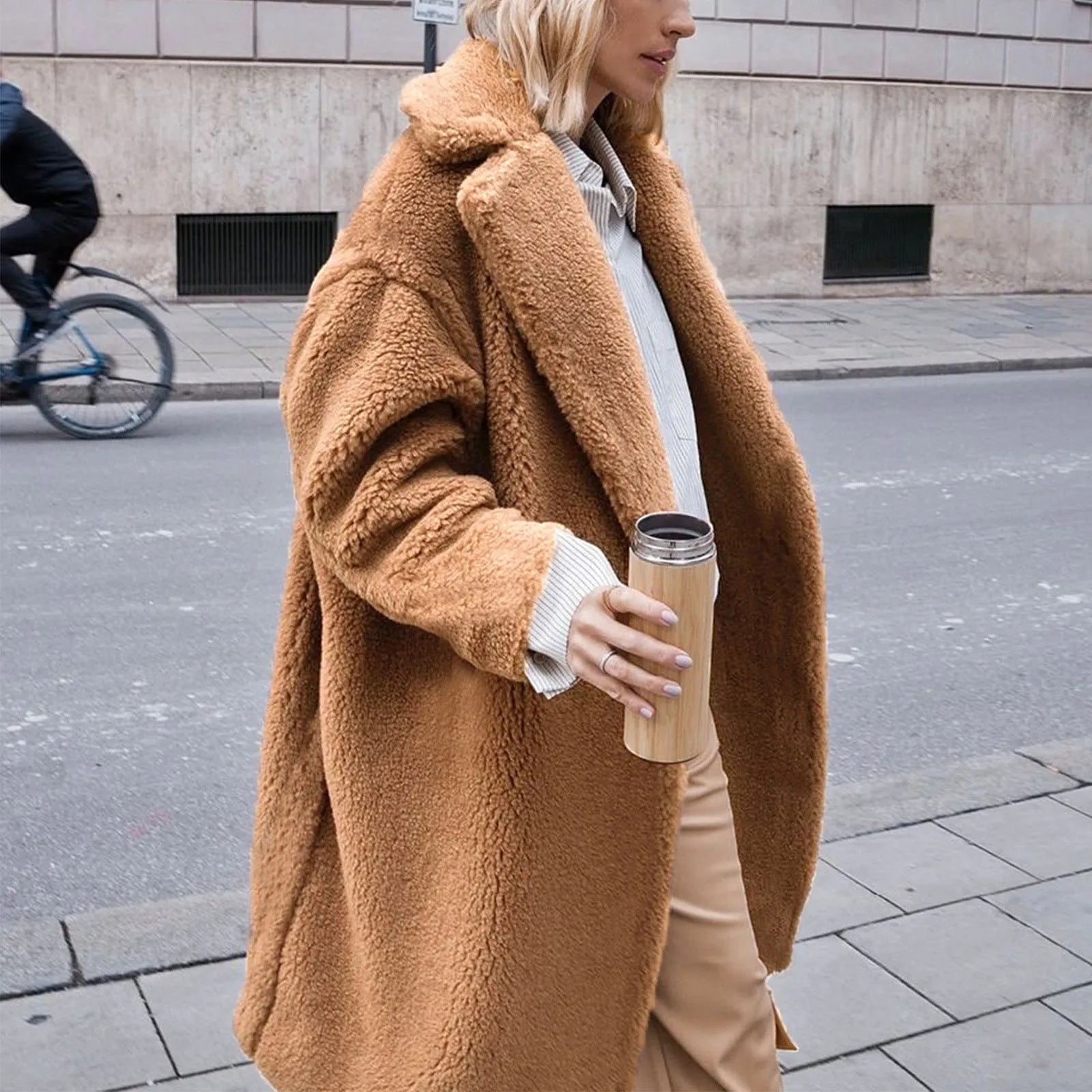Teddy Fleece Lapel Coat
