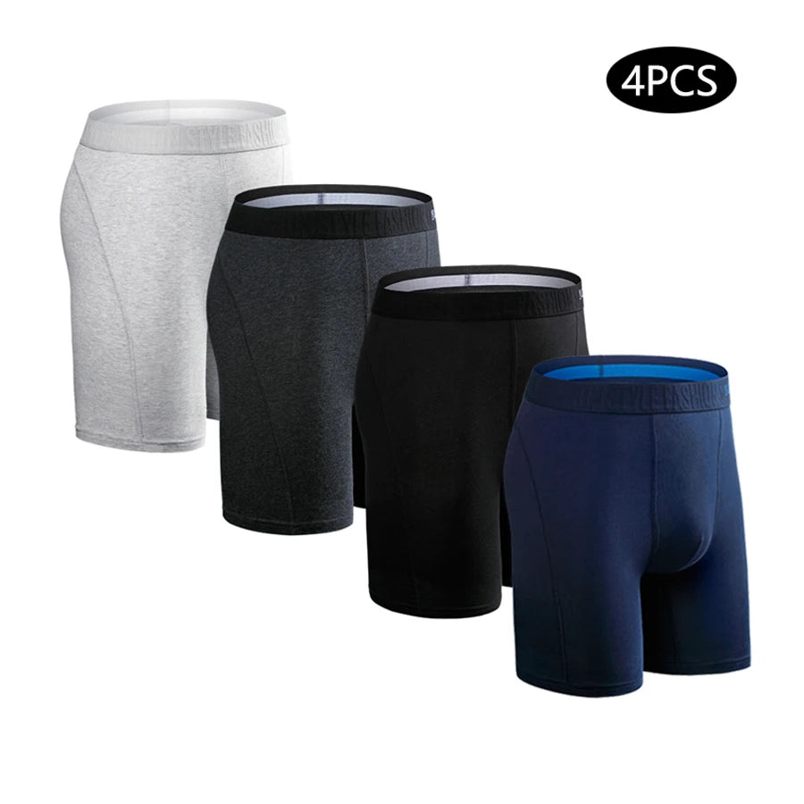 Men's Long-Leg Boxer Briefs – 4-Pack (Plus Sizes)