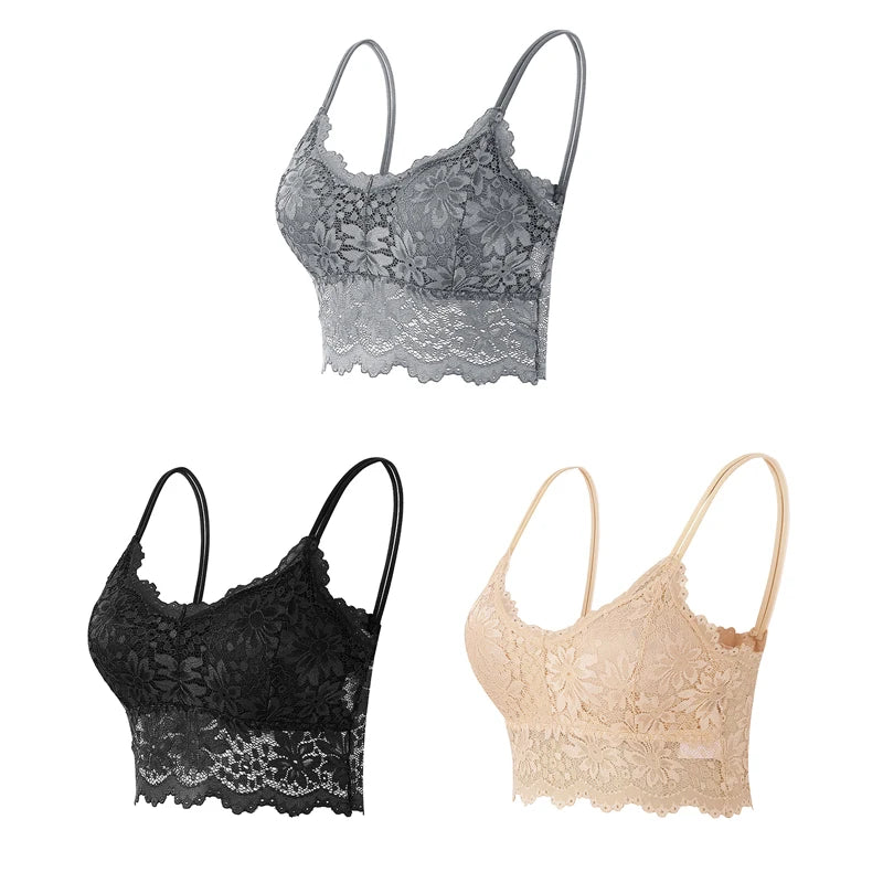 Women's Lace Bralette – 3-Pack Wireless Seamless