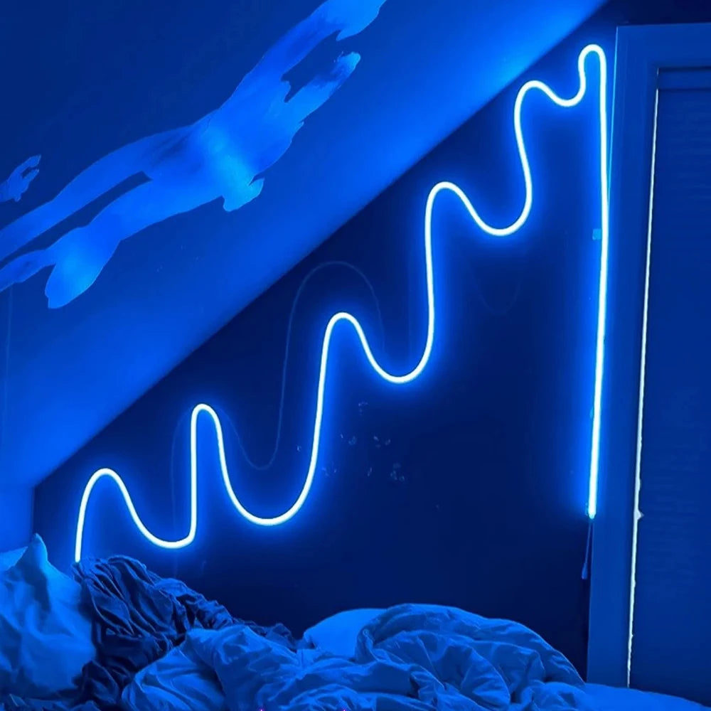 Neon rope light on wall