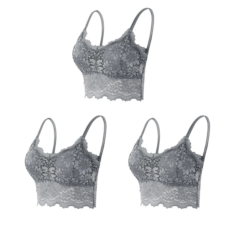 Women's Lace Bralette – 3-Pack Wireless Seamless