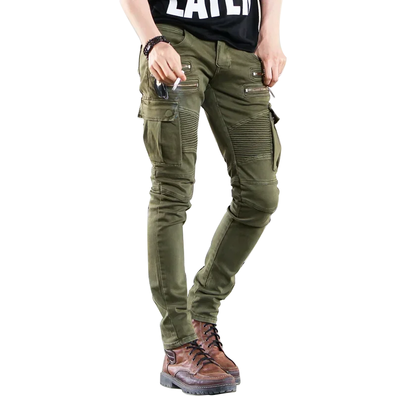 Men's Slim Utility Jeans – Zip-Pocket Stretch Denim
