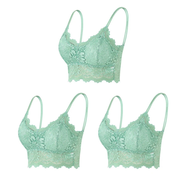 Women's Lace Bralette – 3-Pack Wireless Seamless