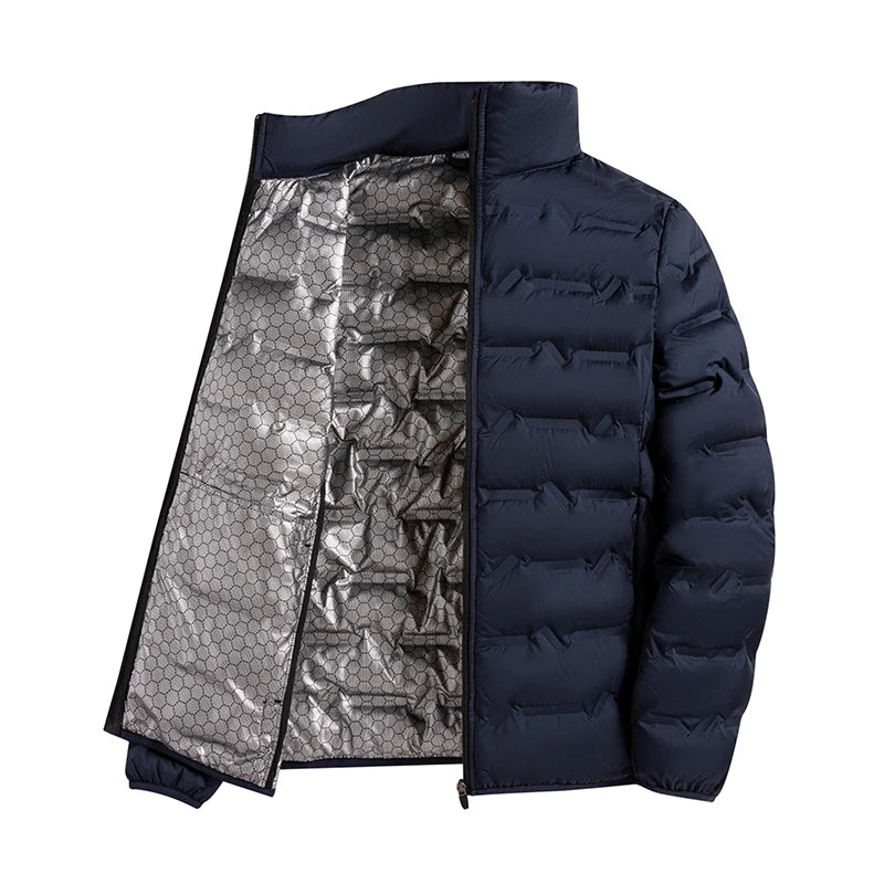 Puffer jacket collar and zipper detail