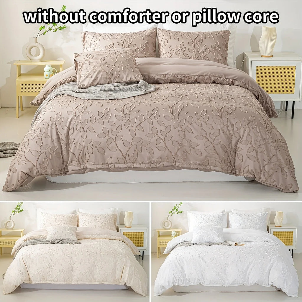 Tufted Duvet Cover Set – 3-Piece Leaf Bedding