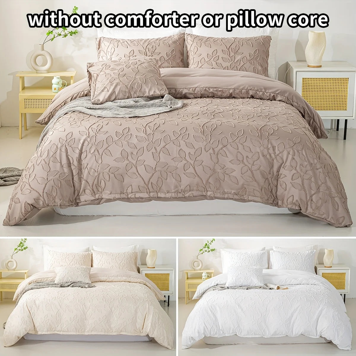 Tufted Duvet Cover Set – 3-Piece Leaf Bedding