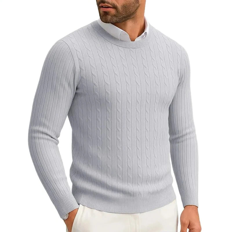 Men's Cable-Knit Crewneck Sweater – Warm Casual Pullover