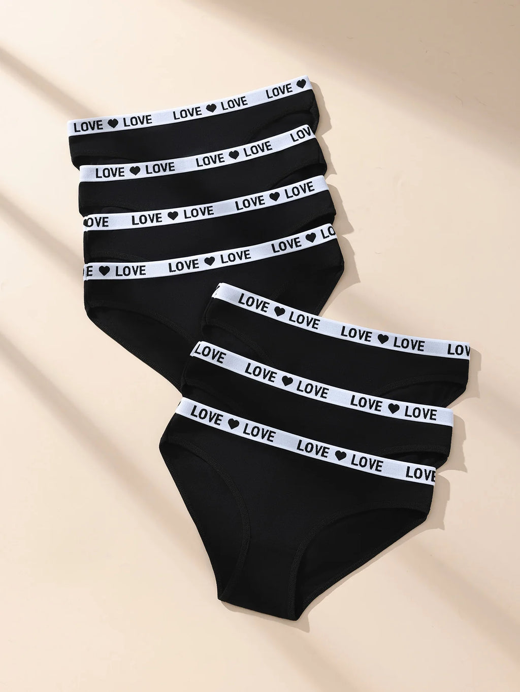 7Pcs/Set Sexy Women Panties Cotton Panty Black Underpants Letter Girls Briefs Breathable Underpants Plus Size Female Lingerie