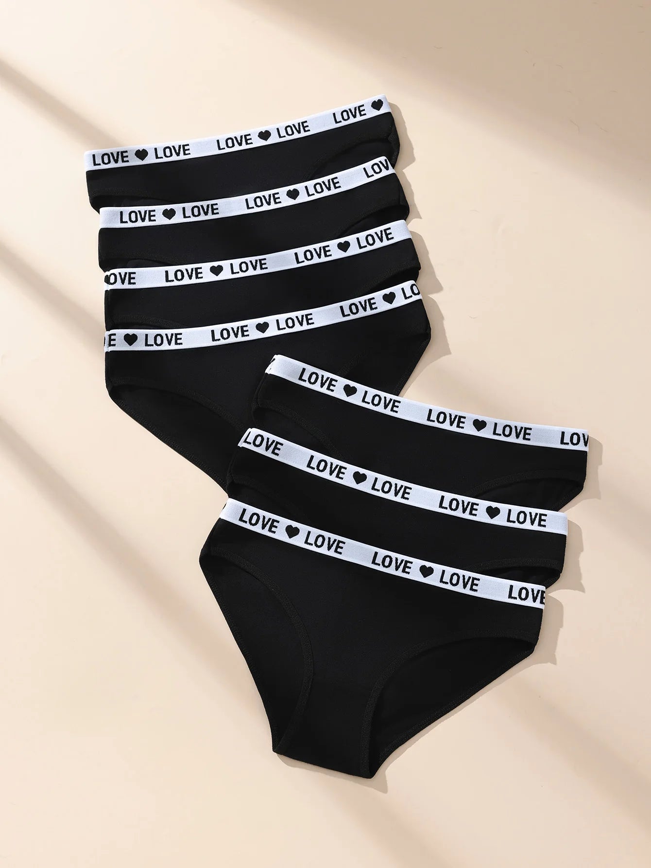 7Pcs/Set Sexy Women Panties Cotton Panty Black Underpants Letter Girls Briefs Breathable Underpants Plus Size Female Lingerie