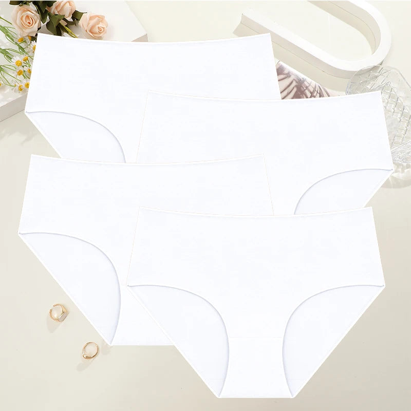Women's High-Waist Cotton Briefs – 4-Pack Seamless