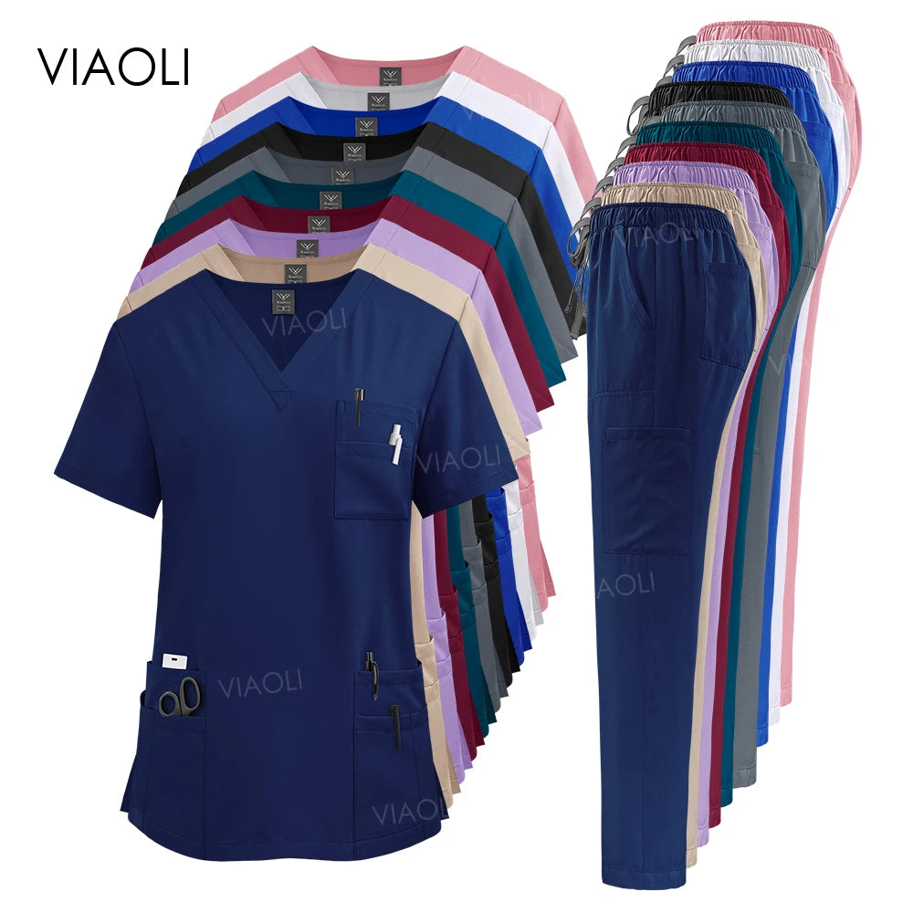 Women's Scrubs Set – Nursing Uniform Top & Pants