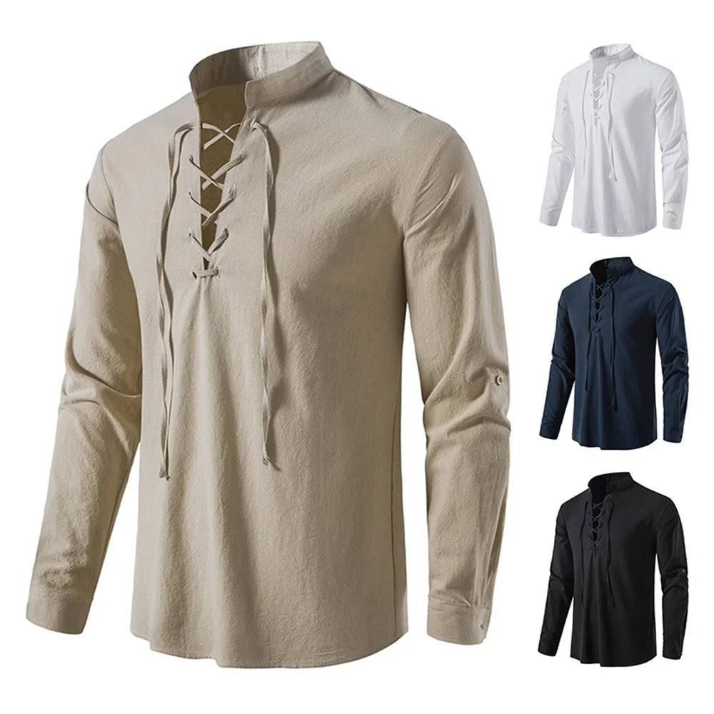 Linen Lace-Up Shirt