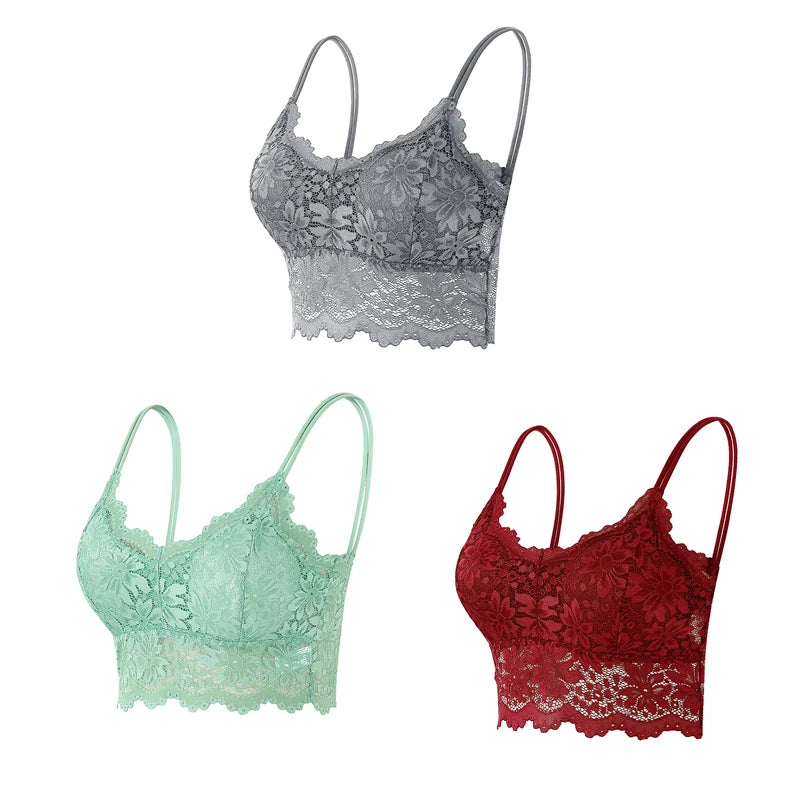 Women's Lace Bralette – 3-Pack Wireless Seamless