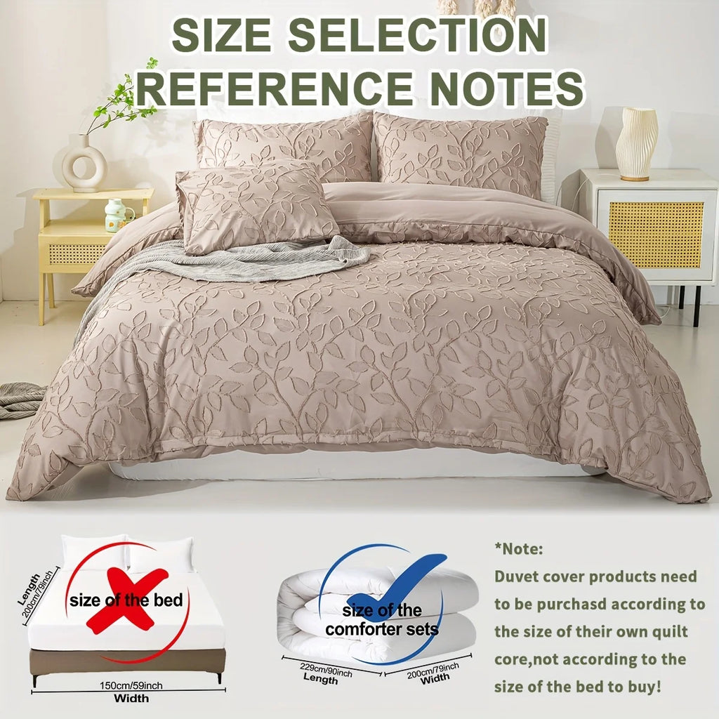 Tufted Duvet Cover Set – 3-Piece Leaf Bedding