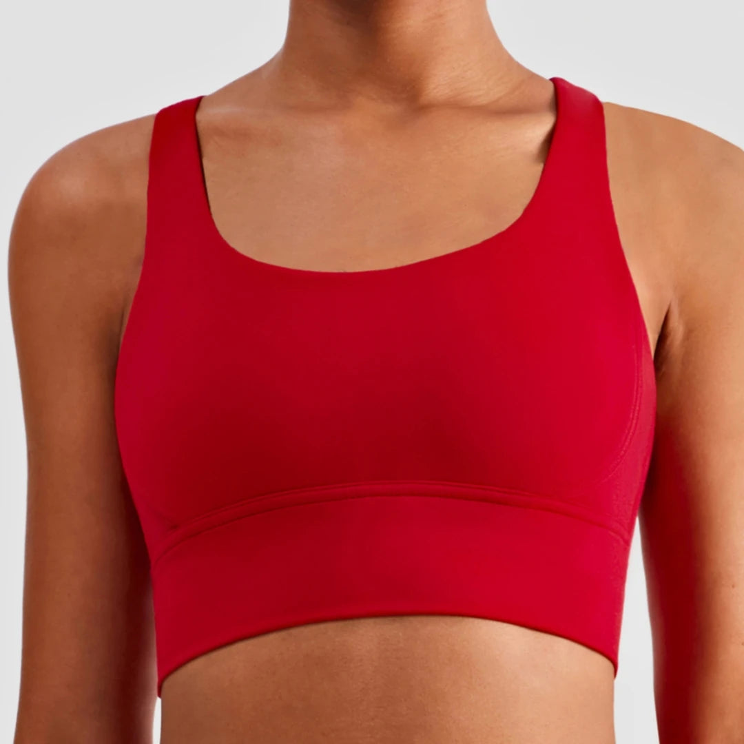 Women's Cross-Back Sports Bra – Padded High-Support