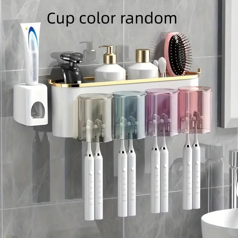 Wall Toothbrush Holder & Toothpaste Dispenser
