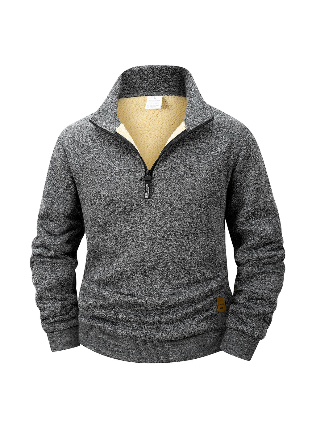 Men's Stand-Collar Zip Hoodie – Fleece-Lined Mock-Neck Pullover