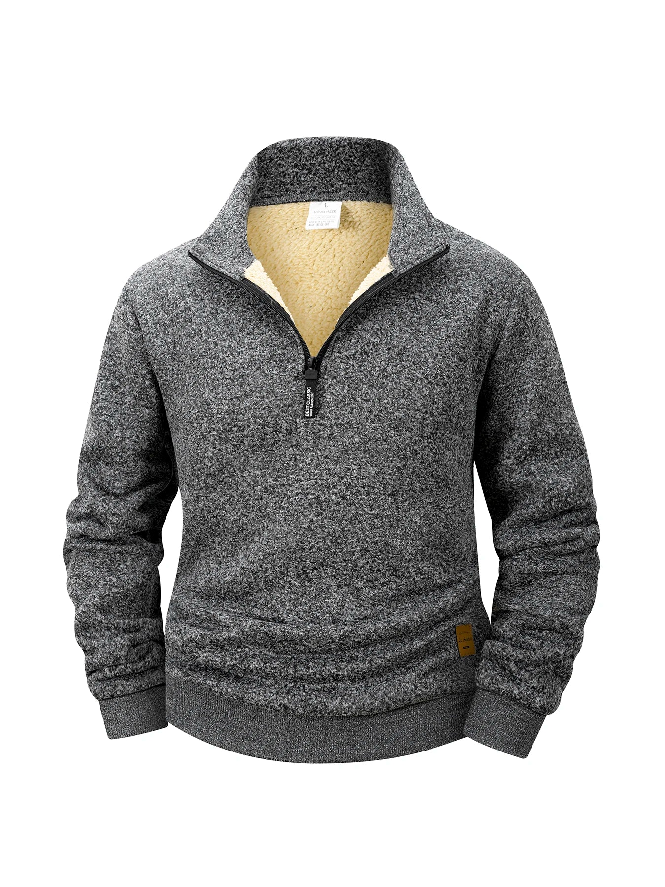 Men's Stand-Collar Zip Hoodie – Fleece-Lined Mock-Neck Pullover