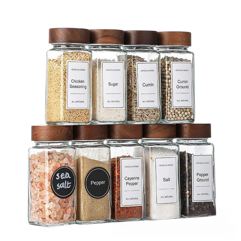 Glass Spice Jar Set with Labels