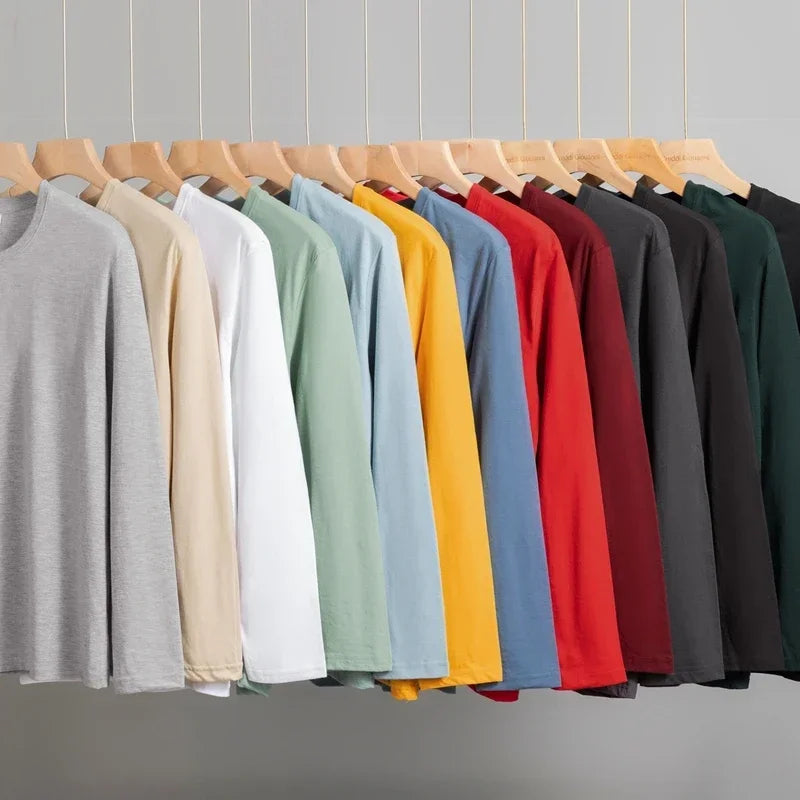 Long-sleeve solid cotton tees