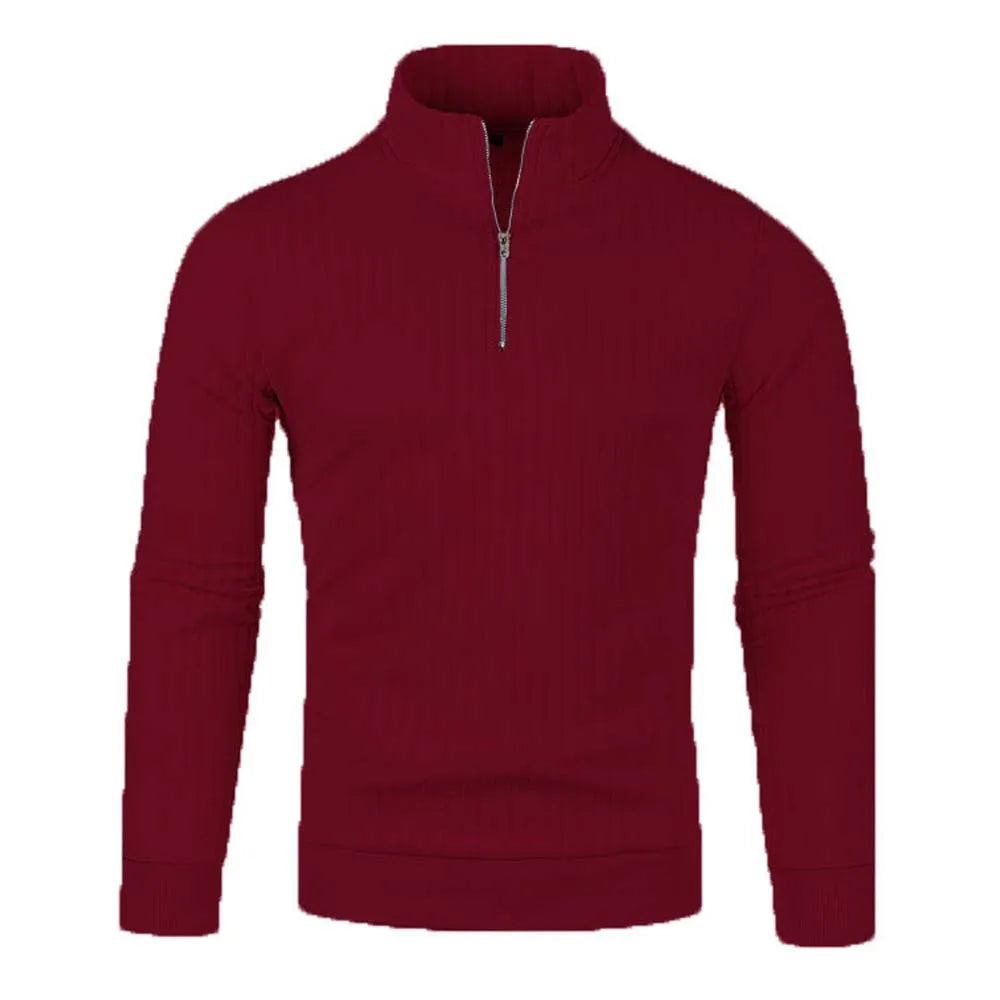 Half-Zip Mock-Neck Knit Sweater