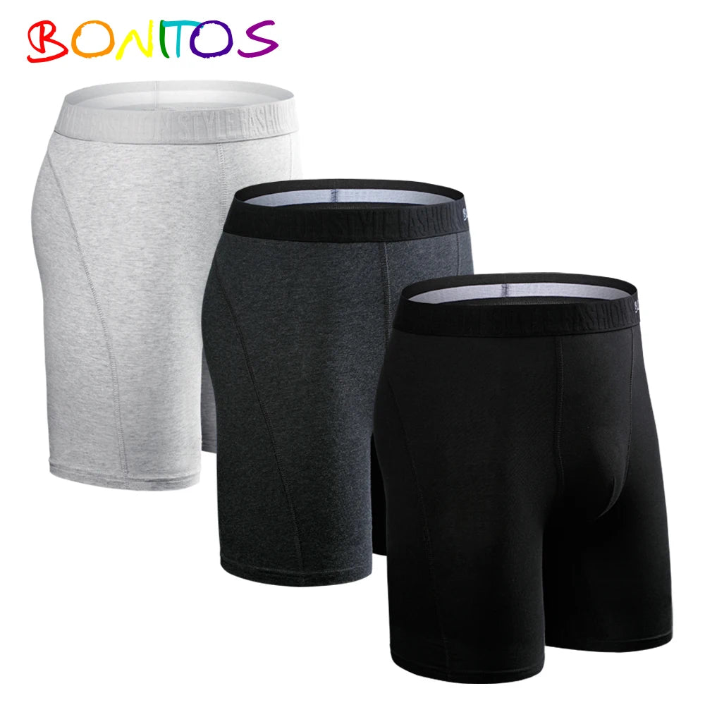 Men's Long-Leg Boxer Briefs – 3-Pack Cotton