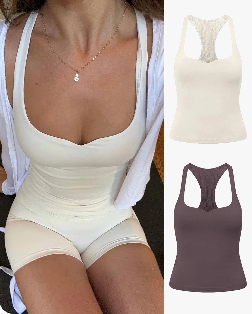 Ribbed Seamless Biker Short & Tank Set