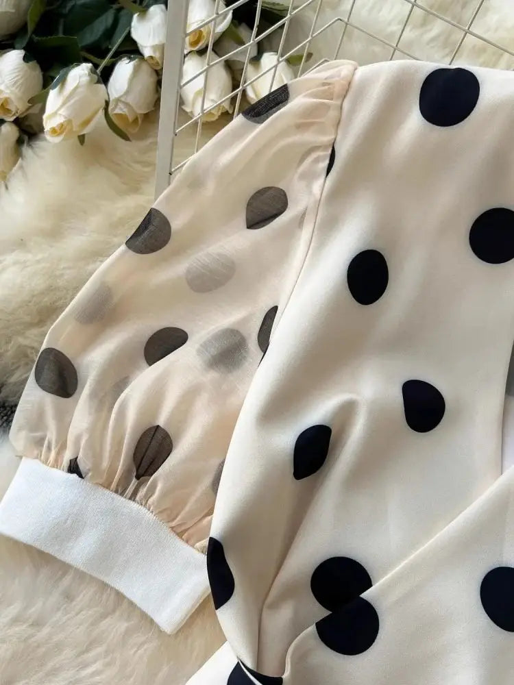 Polka-Dot Wrap Midi Dress
