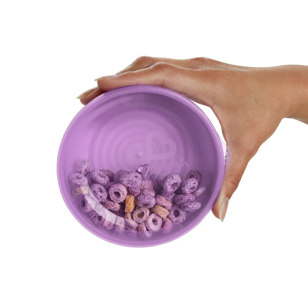 Divided silicone baby plate on highchair