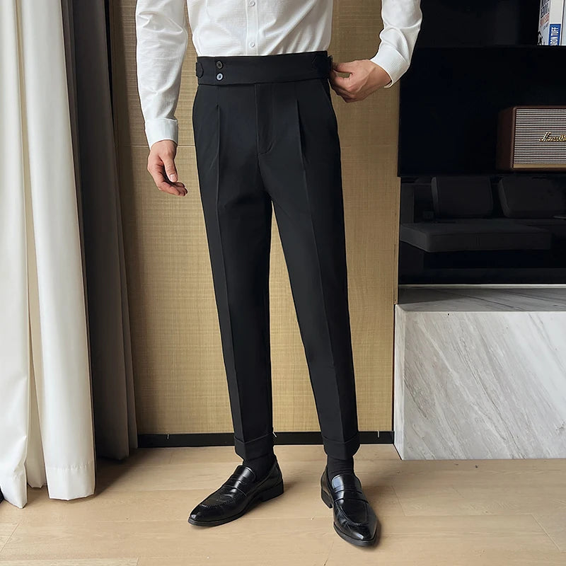 Men's Slim-Fit Dress Trousers – Formal Business Pants