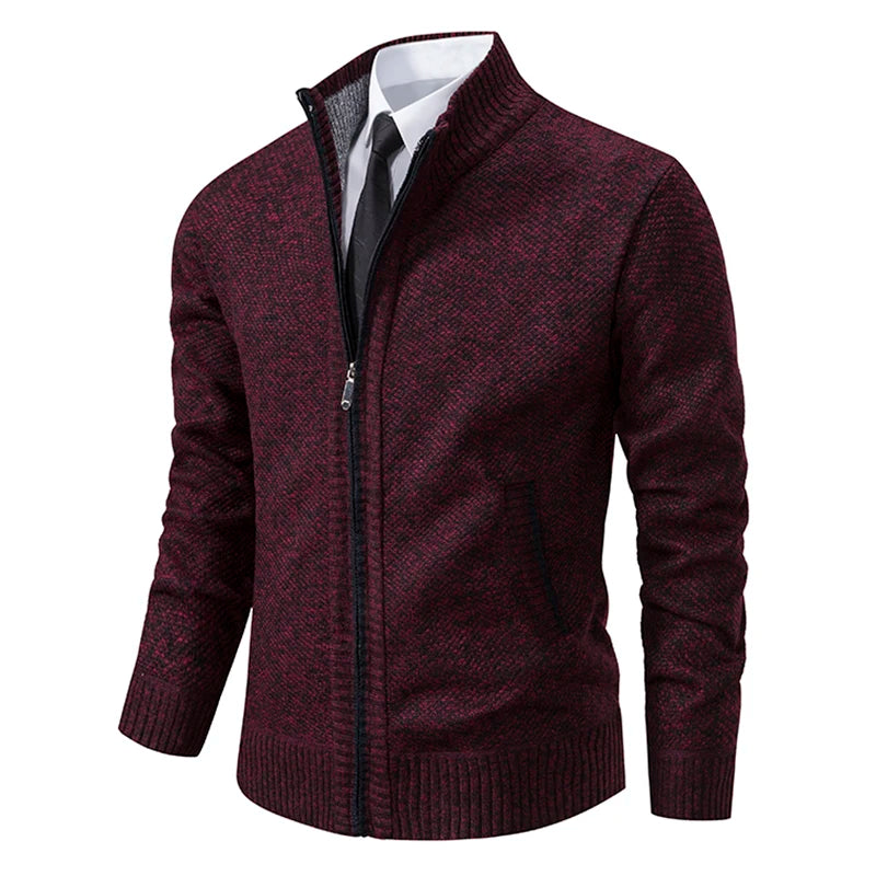 Men's Fleece Zip Cardigan – Warm Stand-Collar Jacket