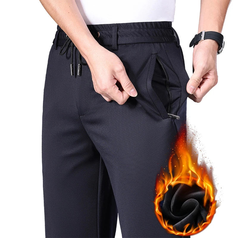 Men's Fleece-Lined Winter Pants – Plus Size to 10XL
