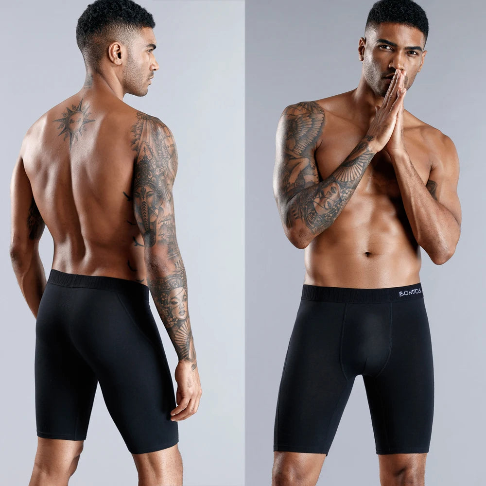 Men's Long-Leg Boxer Briefs – 3-Pack Cotton