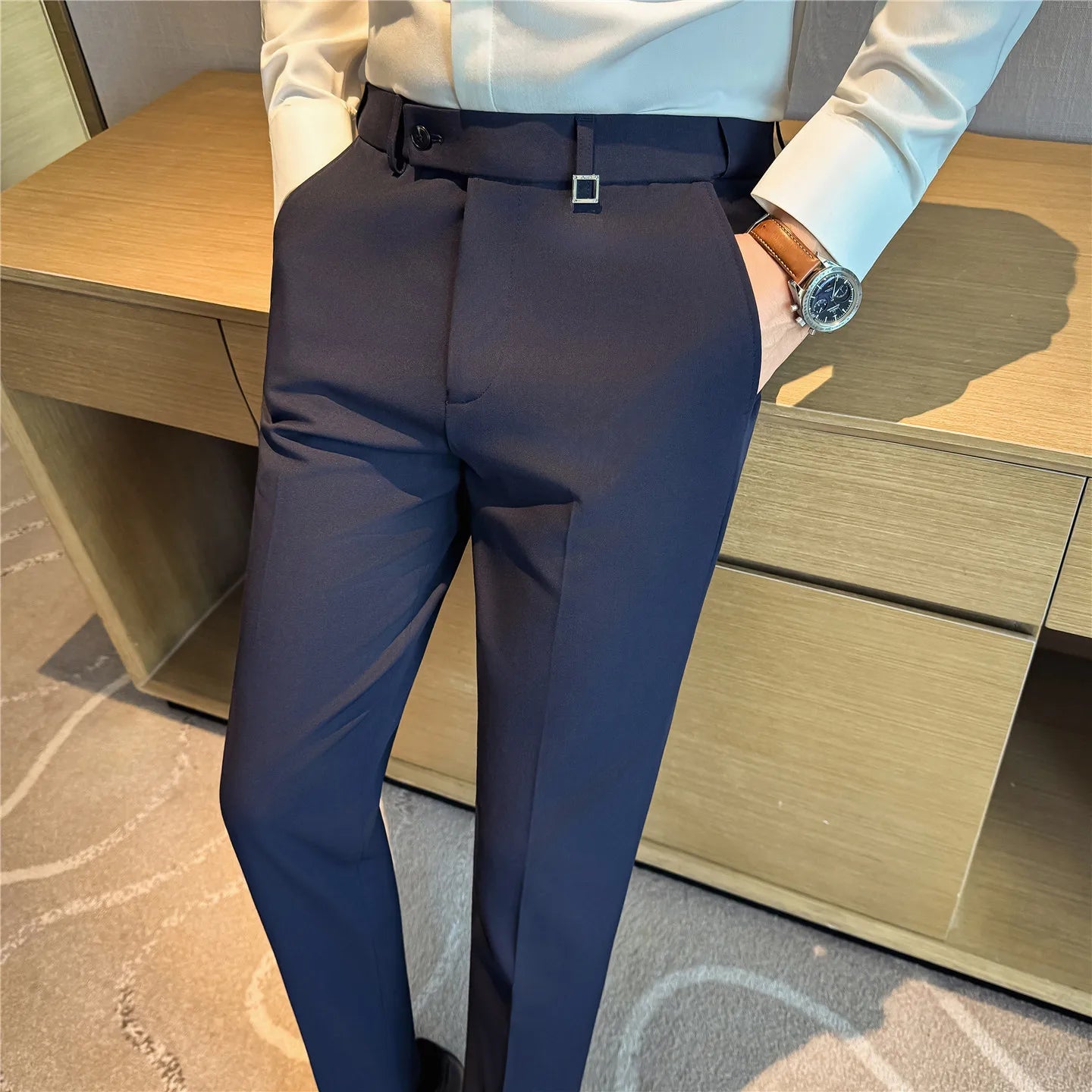 Men's Slim-Fit Dress Pants – Stretch Waist Trousers